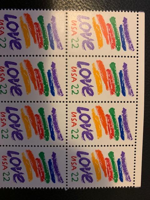 22 CENT LOVE STAMPS 1985, SCOTT #2143 BLOCK of 8